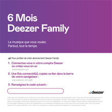 Load image into Gallery viewer, Deezer Family e-card - 6 accounts
